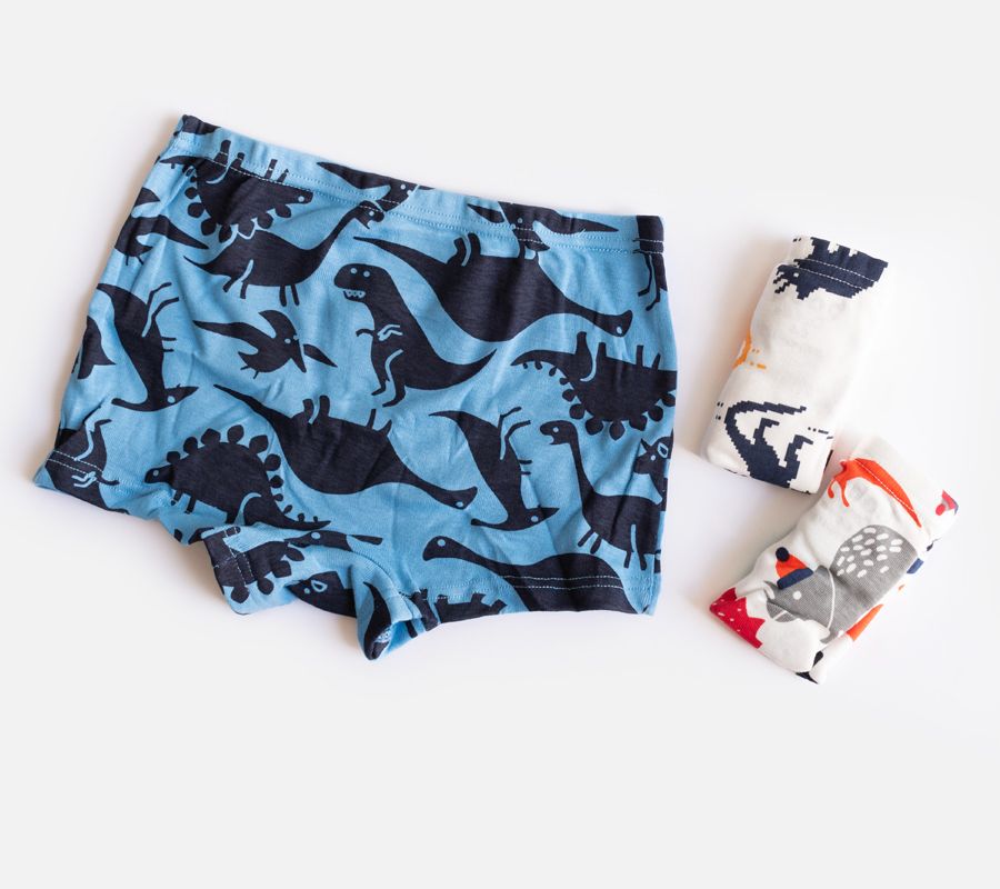 Set de 3 boxer de algodón para niño dinos