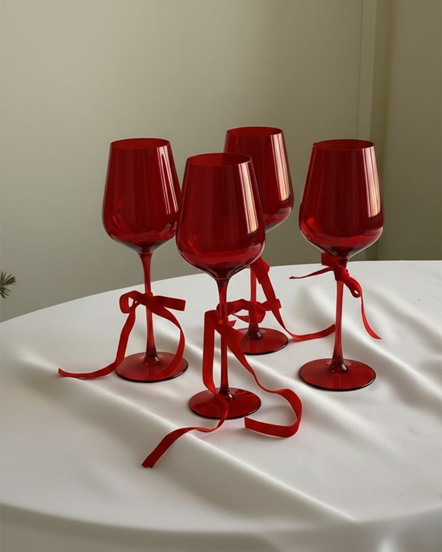 Set de 6 copas de vidrio para vino ambar