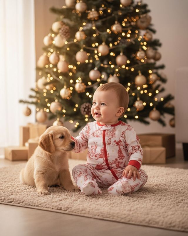 Pijama enterizo p/bebé de algodón peinado interlock50/1  ML p/bebe estamp/Pinos&amp;Renos