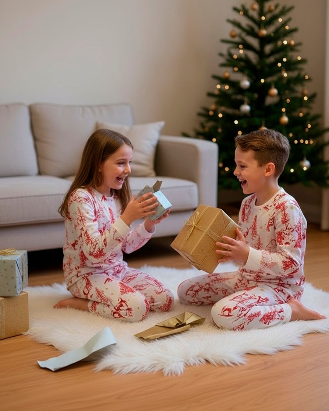 Pijama Cantel Sleep pantalón/blusa ML Niña peruvian cotton jersey 30/1 estamp/Pinos & Renos Pijama Cantel Sleep pantalón/blusa ML Niña peruvian cotton jersey 30/1 estamp/Pinos & Renos