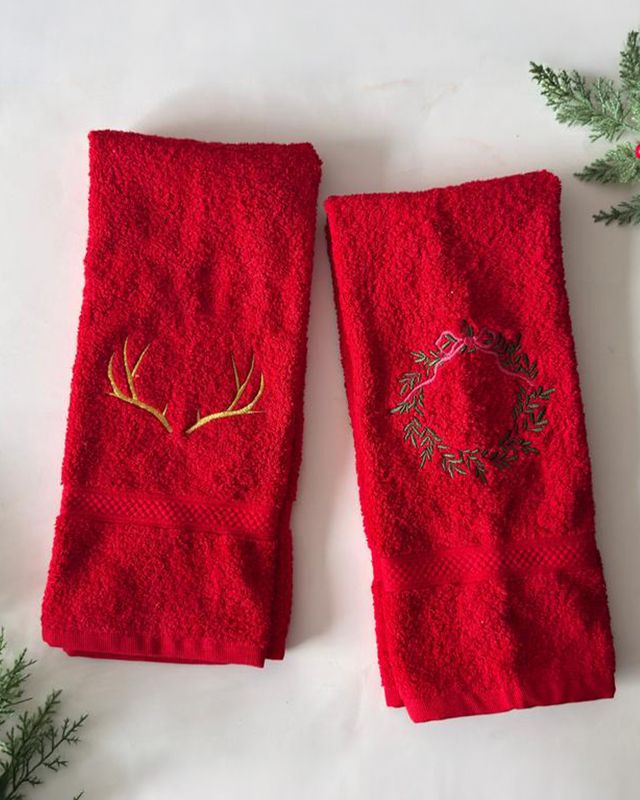 Toalla Prive Manos Rojo Navidad Bordado 2025