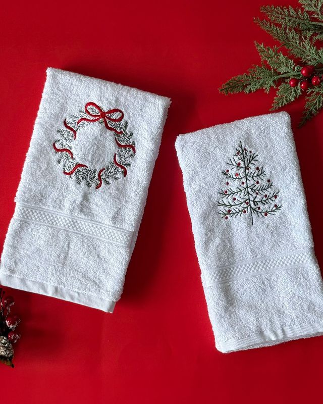 Toalla Prive Manos Blanco Navidad Bordado 2025
