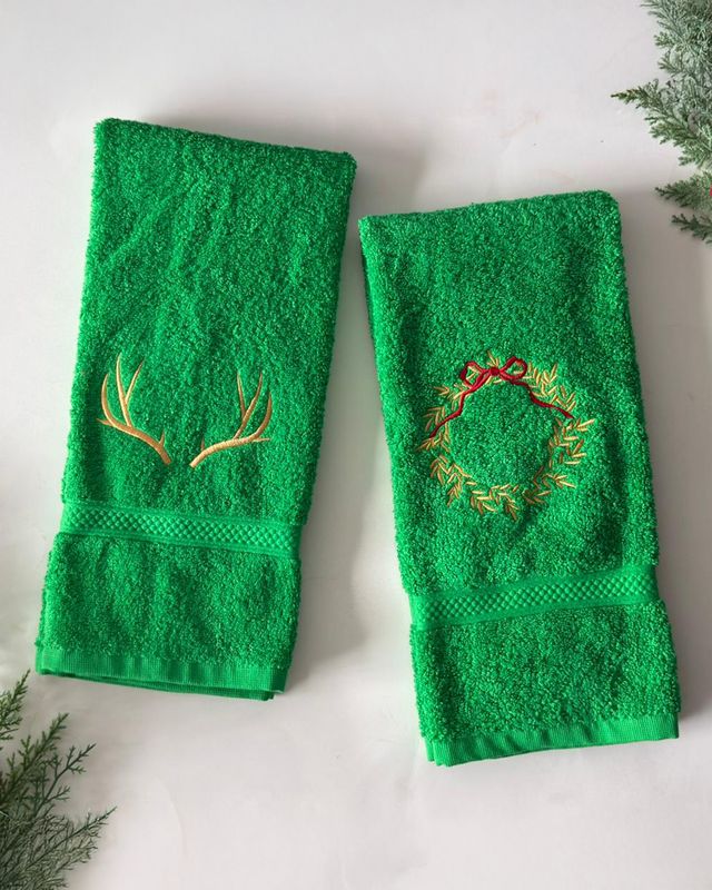Toalla Prive Manos Verde Navidad Bordado 2025
