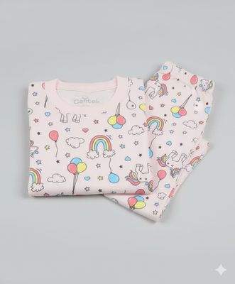 Pijama De Algodón Para Niña Pink Rainbow