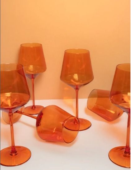 SET DE 6 COPAS DE VIDRIO PARA VINO AMBAR