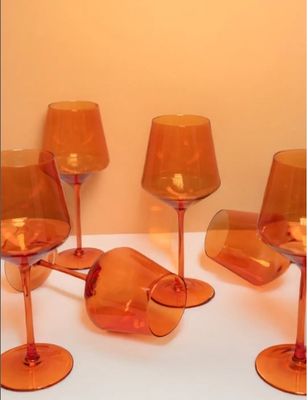 SET DE 6 COPAS DE VIDRIO PARA VINO AMBAR