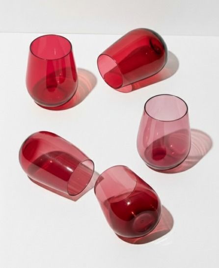 Set de 4 vasos de vidrio12 oz rojo