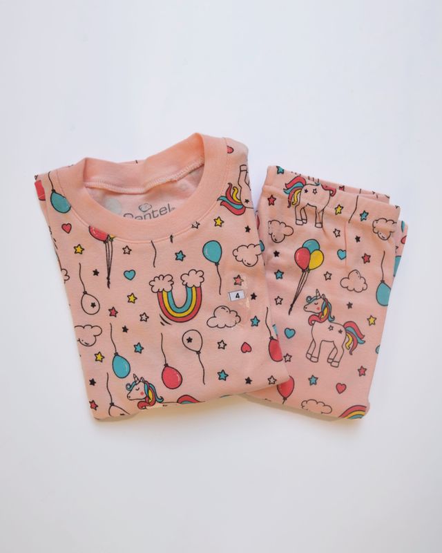 pijama algodón para niña pink rainbow