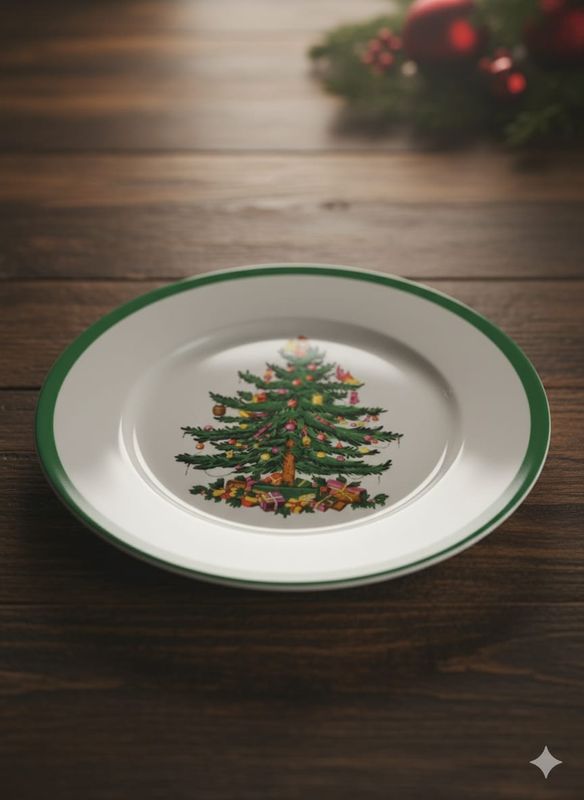 Set de 4 platos con diseño de árbol navideño Set de 4 platos con diseño de árbol navideño