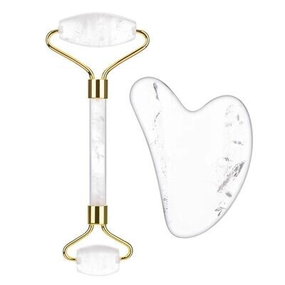 Set de masajeador facial anti edad piedra natural