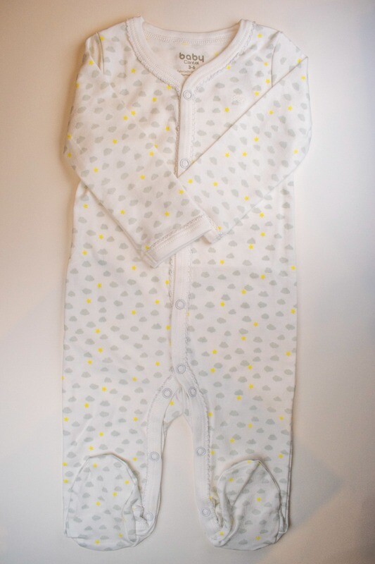 Enterizo p/bebé 170gr cierre central interlook 50/1 estam/nube gris "peruvian cotton" C123