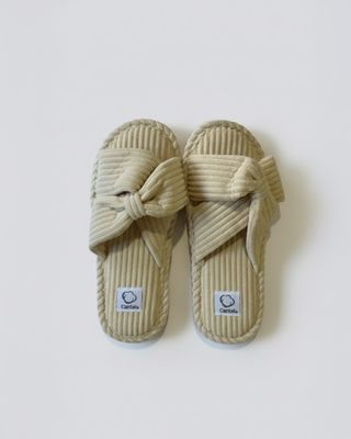 Pantufla para Dama Slipper Abierta Cruzada Corduroy