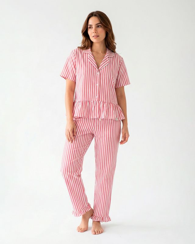 Pijama Cantel Sleep Dama Pantalón Y Blusa Mc/bobos Chalis Rayas Pijama Cantel Sleep Dama Pantalón Y Blusa Mc/bobos Chalis Rayas
