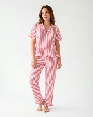 Pijama Cantel Sleep Dama Pantalón Y Blusa Mc/bobos Chalis Rayas