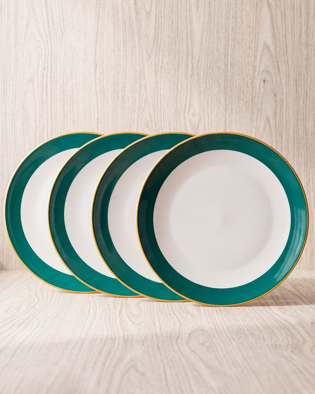 Set de 4 platos Borde Verde