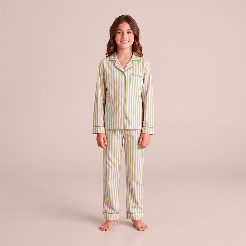 Pijama juvenil dama rayas salvia