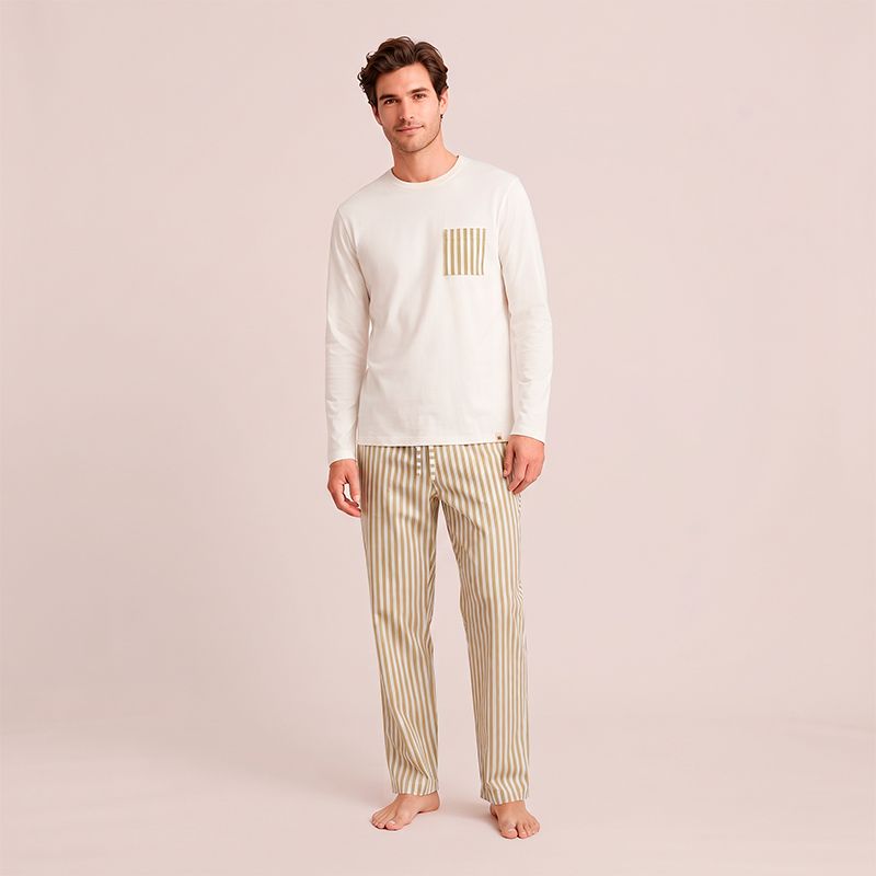 Pijama caballero rayas verde salvia