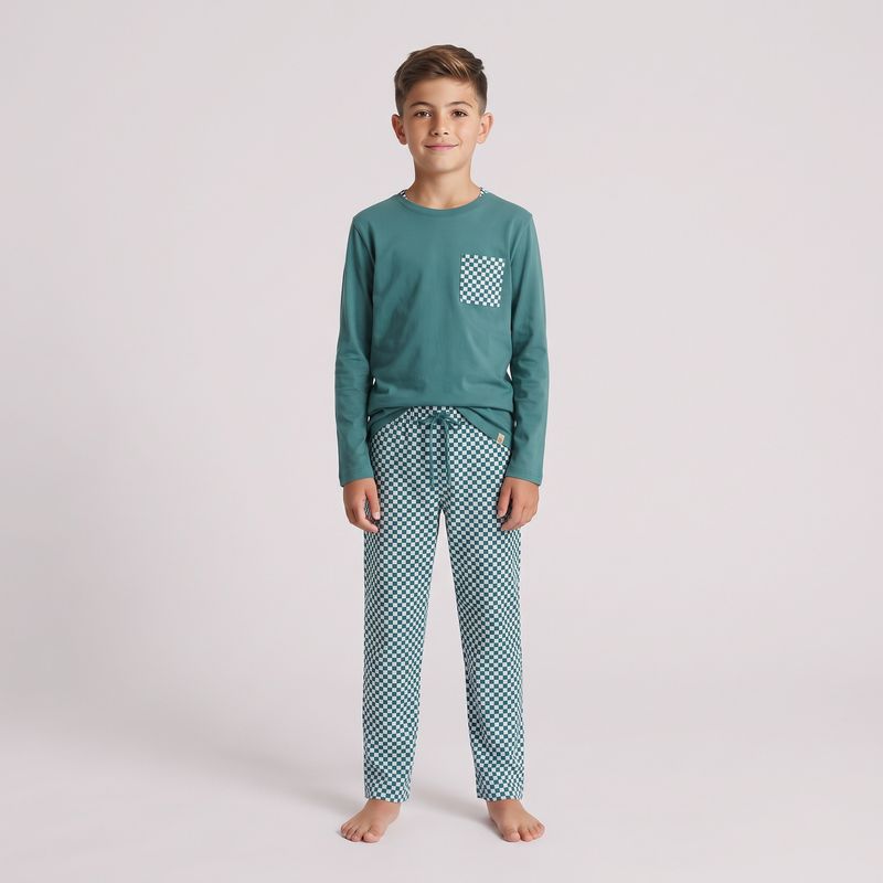 Pijama juvenil caballero cuadros verde