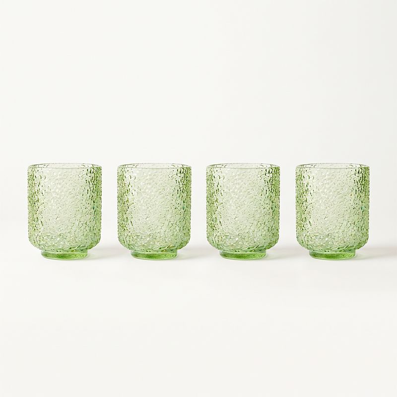 Set de 4 vasos de vidrio color verde