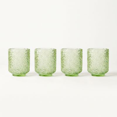 Set de 4 vasos de vidrio color verde Set de 4 vasos de vidrio color verde