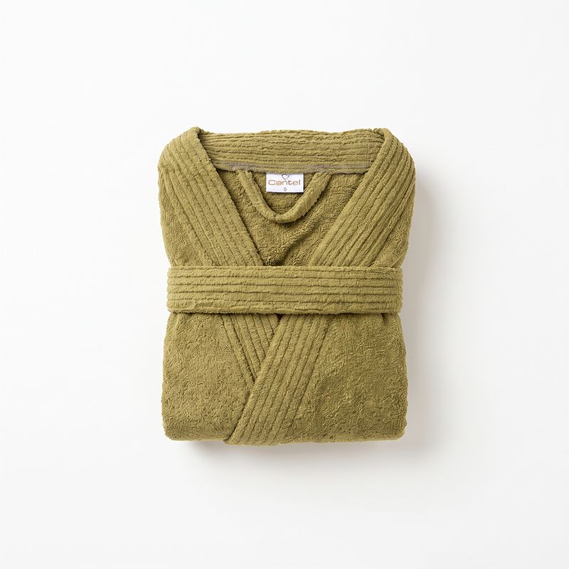 Bata toalla verde olivo sin puño