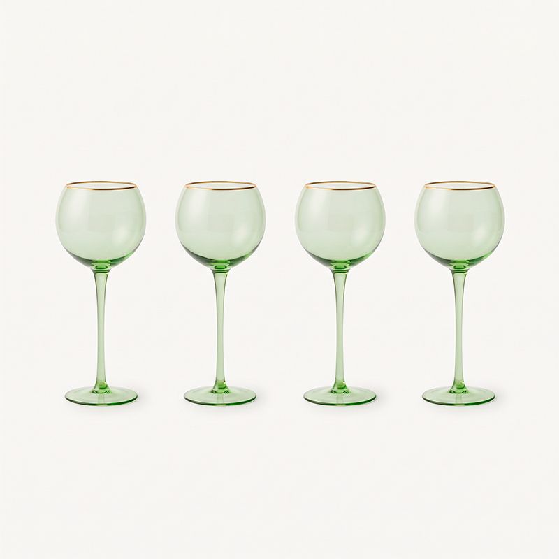 Set de 4 copas de vidrio color verde