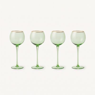 Set de 4 copas de vidrio color verde Set de 4 copas de vidrio color verde