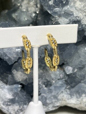 Textured Link Hoops Gold