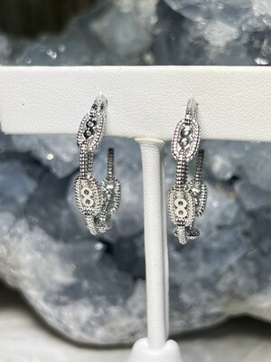 Textured Link Hoops Silver
