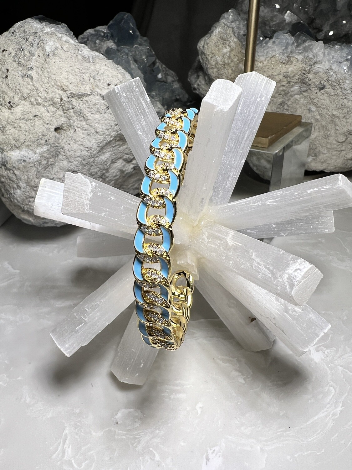 Enamel Crystal Link Cuff