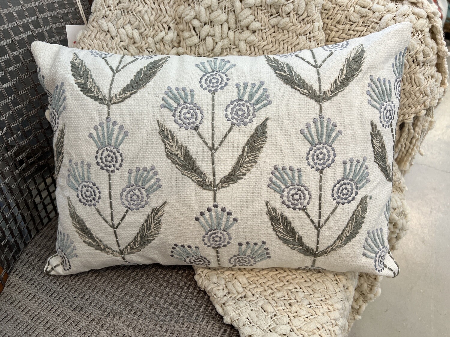 Floral Embroidery Pillow