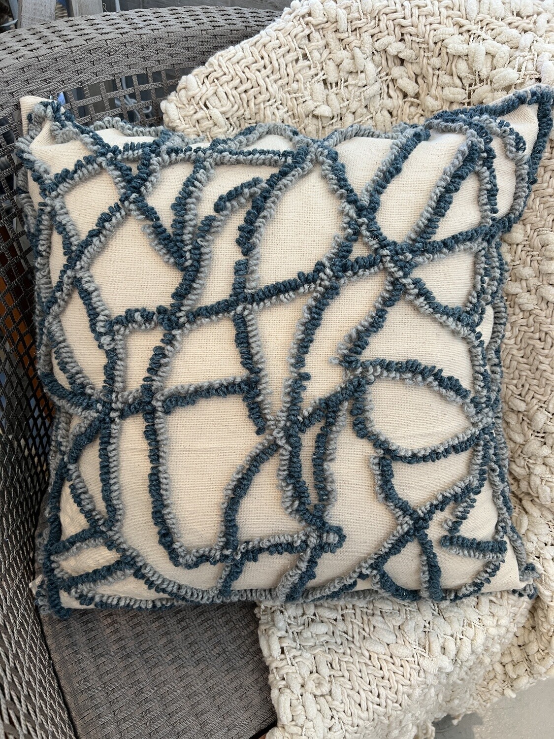 Loopy Blue Coral Pillow 20&quot;