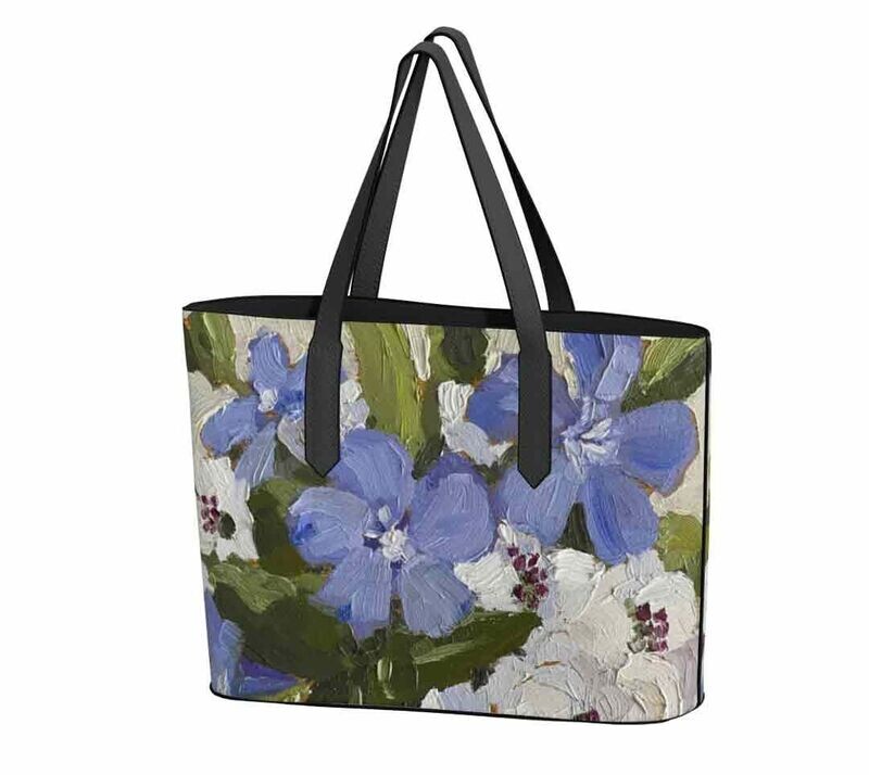 Vegan Leather Tote Bag - Periwinkle and Pear