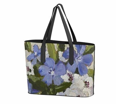 Vegan Leather Tote Bag - Periwinkle and Pear