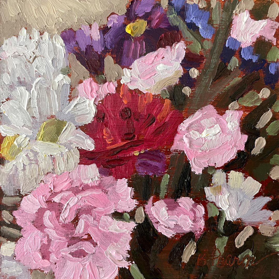 Small original flora bouquet painting.