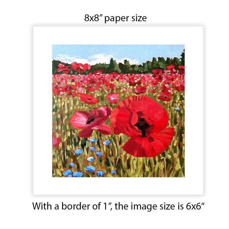 8x8" Print - Poppy Field Two
