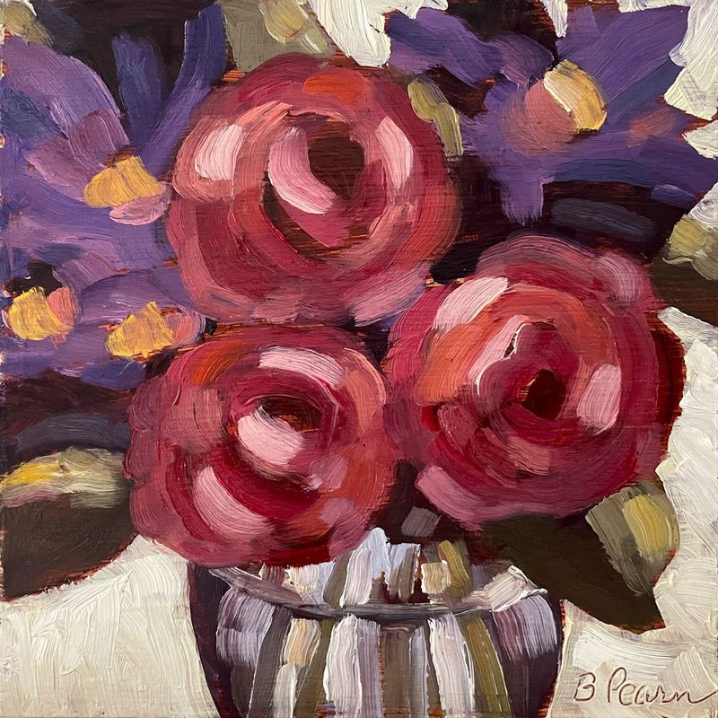 6x6" Deep pink blossoms