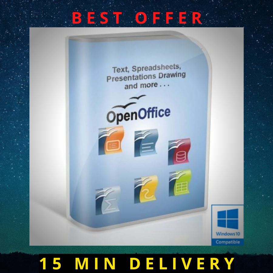 Open OFFICE 2020 v4.1.7 PRO Edition Word Processor Windows 10 8.1 8 7 Vista XP