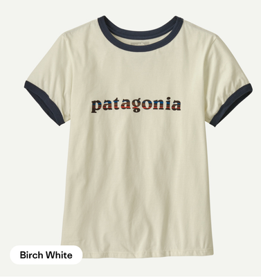 Patagonia W&#39;s 73 Text Logo Organic Ringer Tee