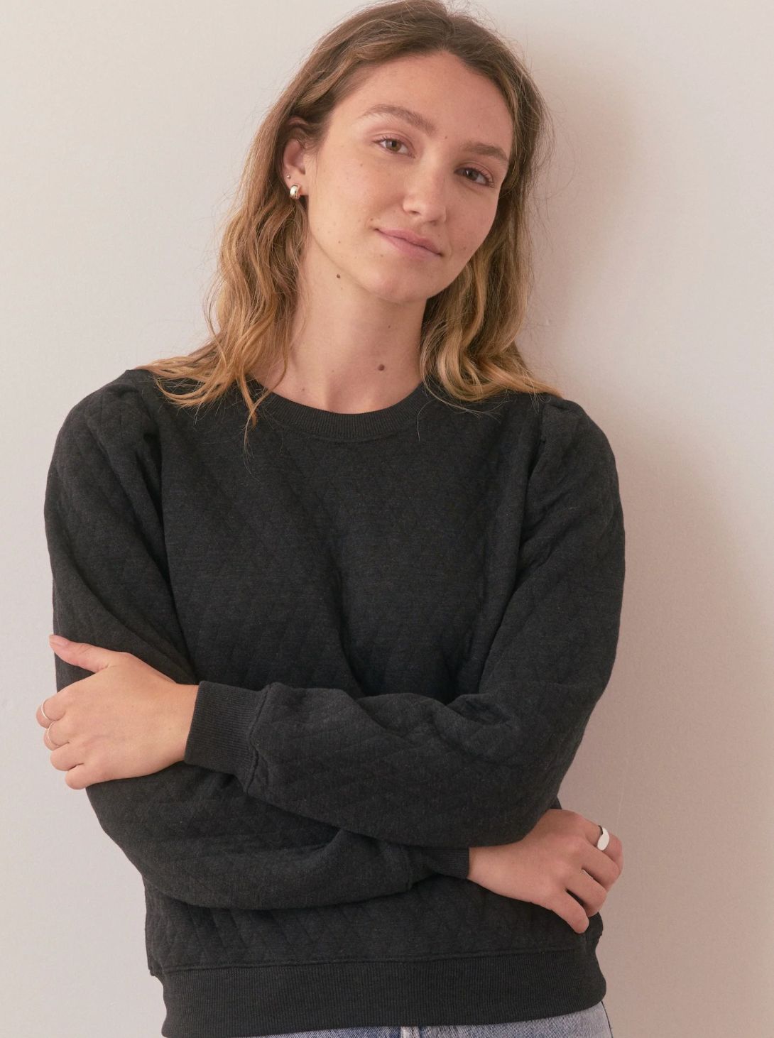 Marine Layer W&#39;s Corbet Quilted Puff Sleeve Crewne