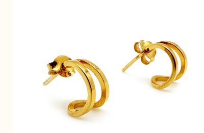 Bronwen Tiny Charm Post Earrings Double Hoop