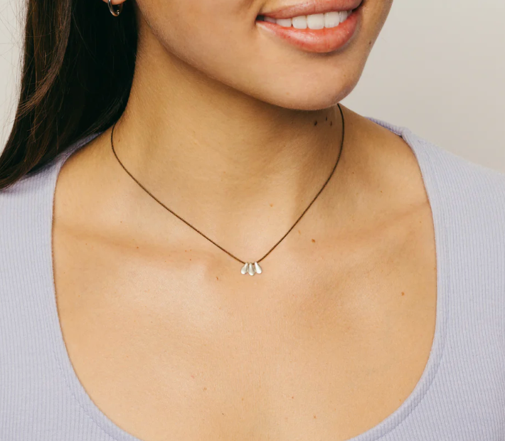 Bronwen Tiny Charm Three Petal Necklace Bronwen Tiny Charm Three Petal Necklace