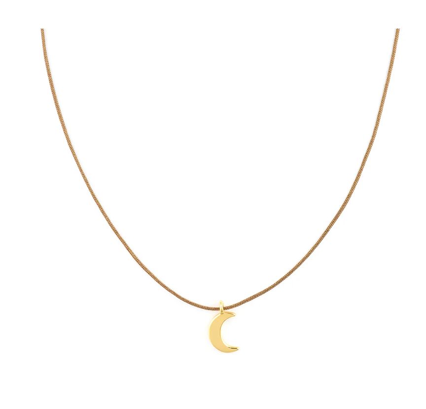 Bronwen Tiny Charm Crescent Moon Necklace