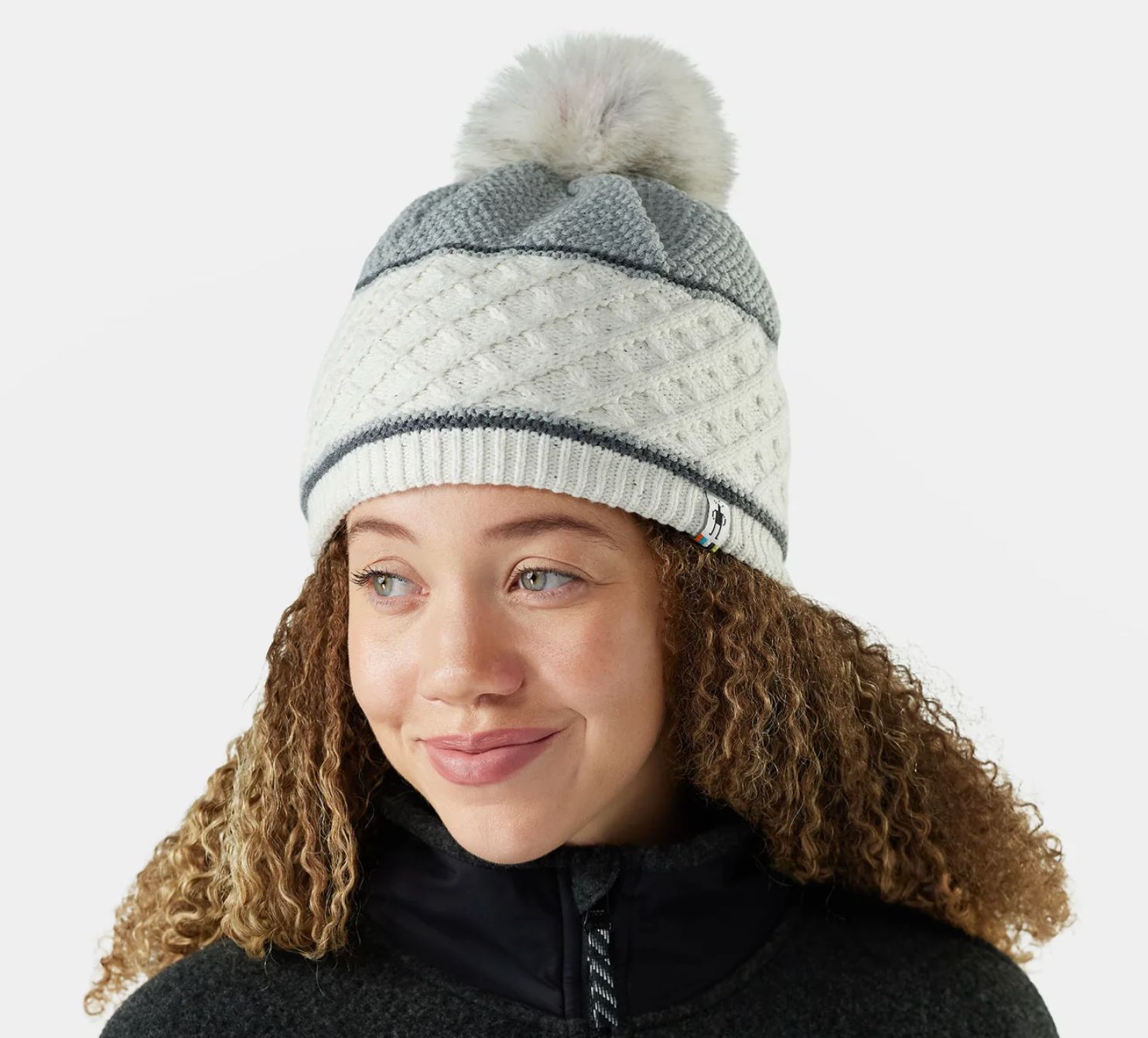 Smartwool Cable Knit Colorblock Pom Beanie
