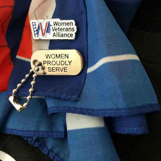 Pin: Women Veterans Alliance  & Dog Tag Pin Women Proudly Serve