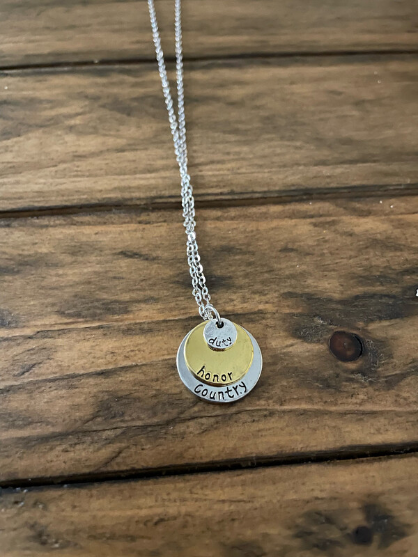 Necklace Tri Disc “Honor Duty Country”