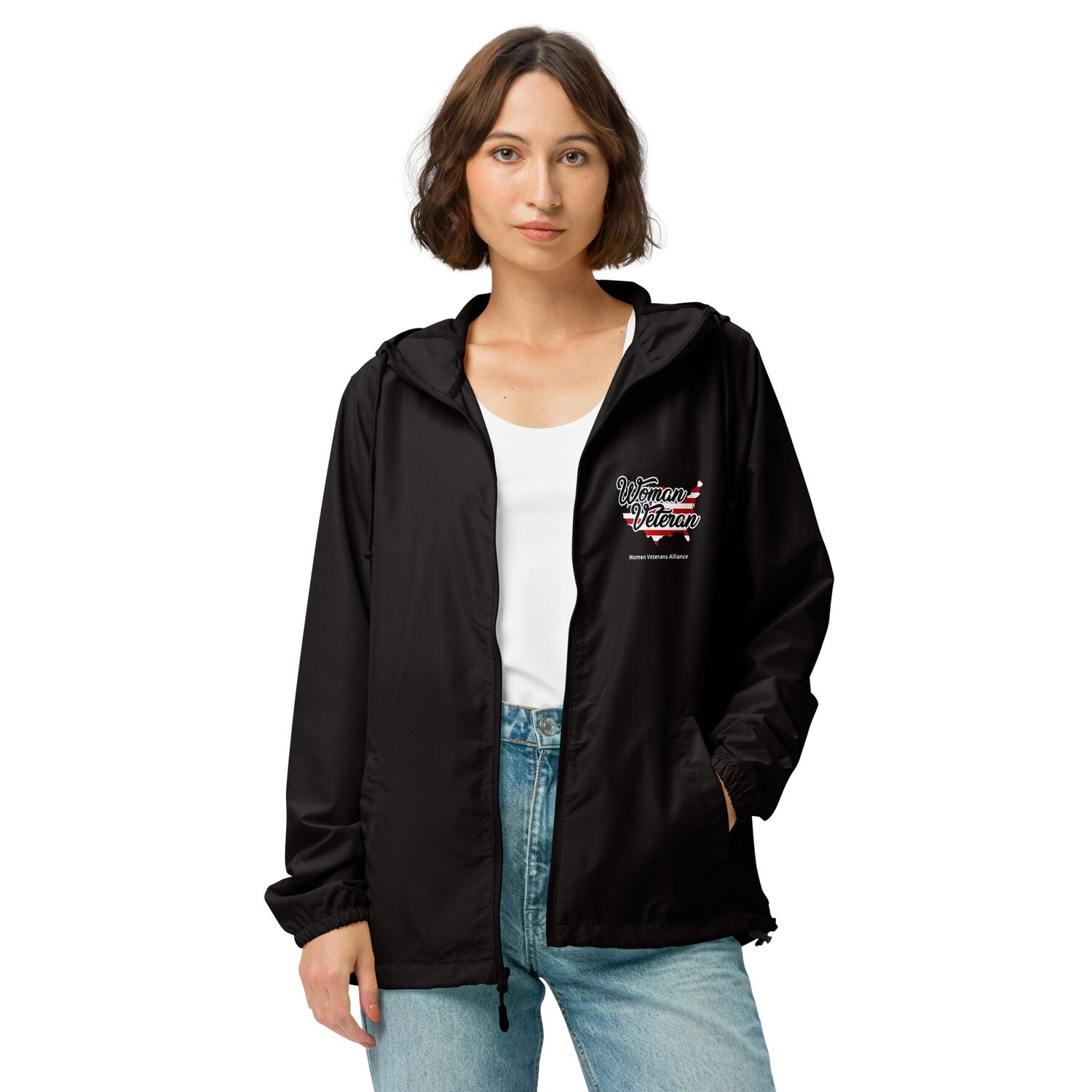 Woman Veteran Unisex Lightweight Zip-up Windbreaker