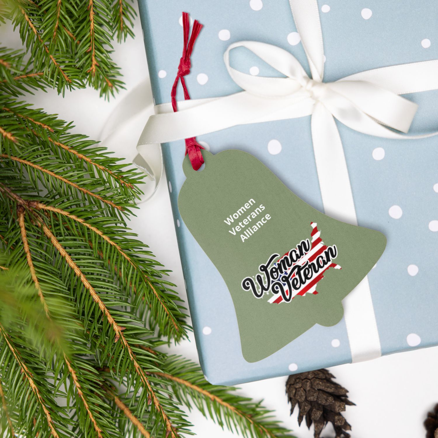 Women Veteran Camo Green Wooden Ornaments