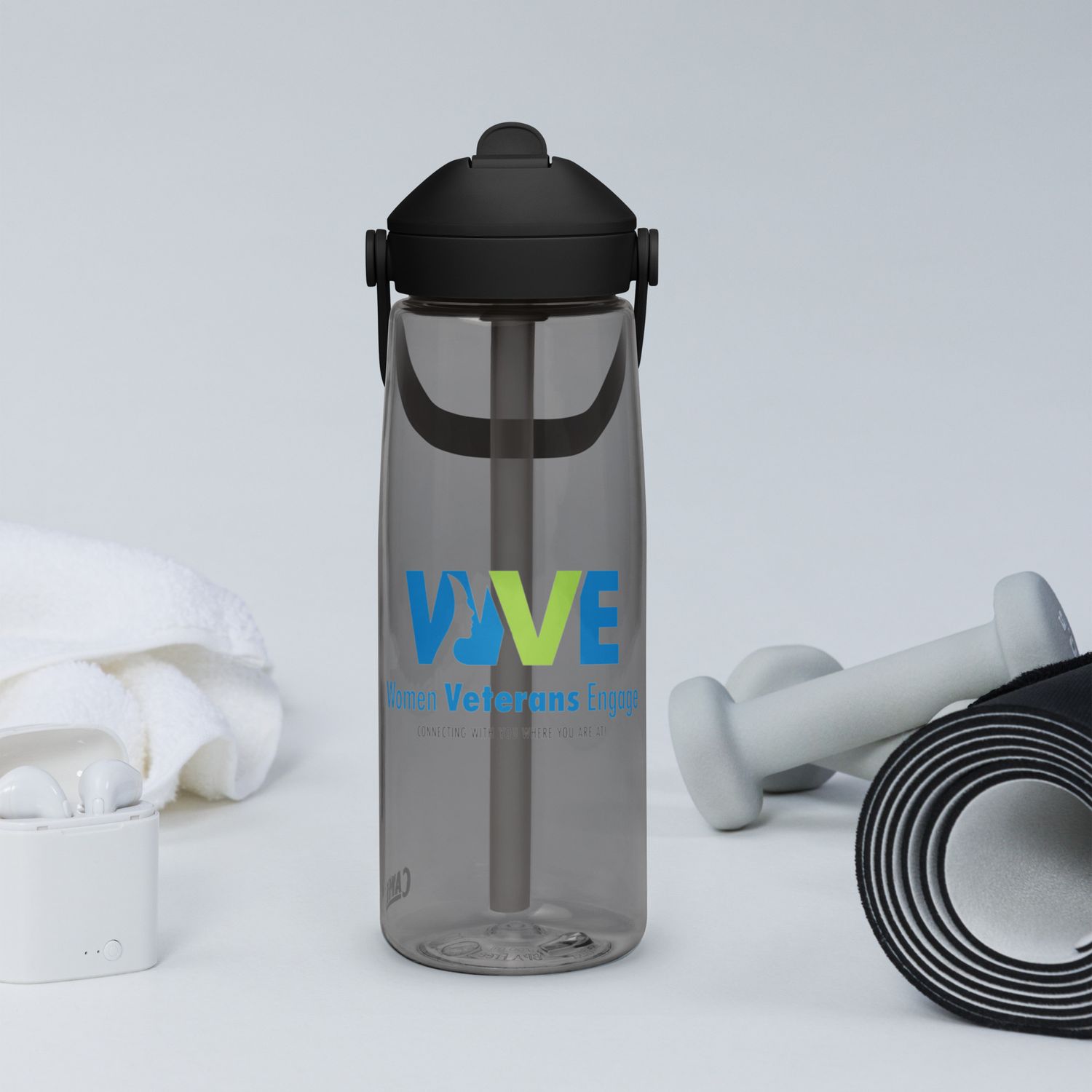 Women Veterans Engage Flip straw water bottle
