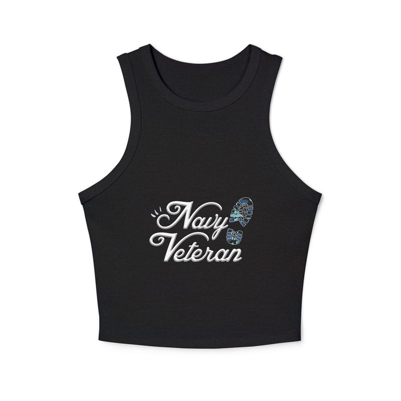 Navy Women's micro rib racer tank top